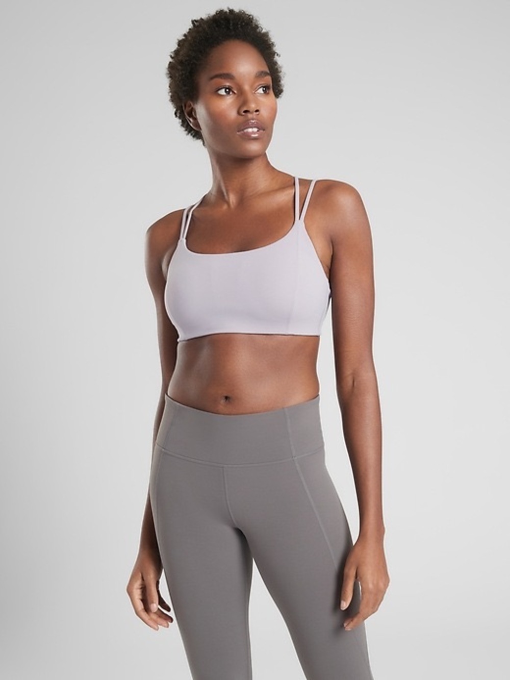 Athleta Breathe In Bra In Powervita Strappy Sports Bra In Purple Lilac Stone XL